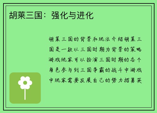 胡莱三国：强化与进化